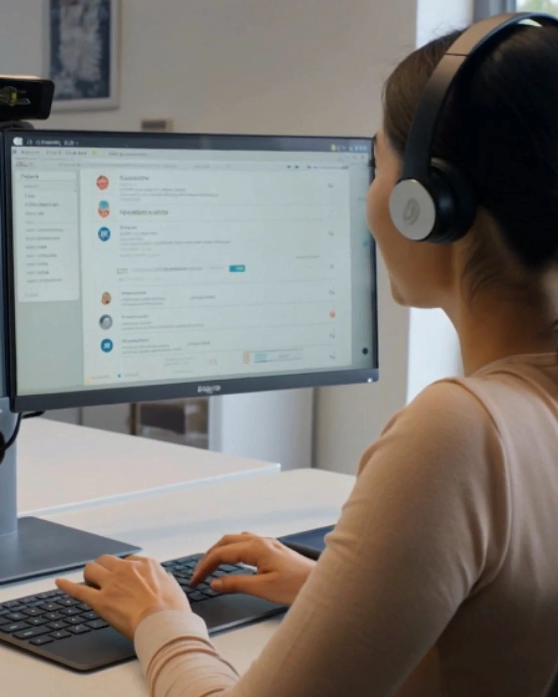 Brixzer virtual assistant working at desk